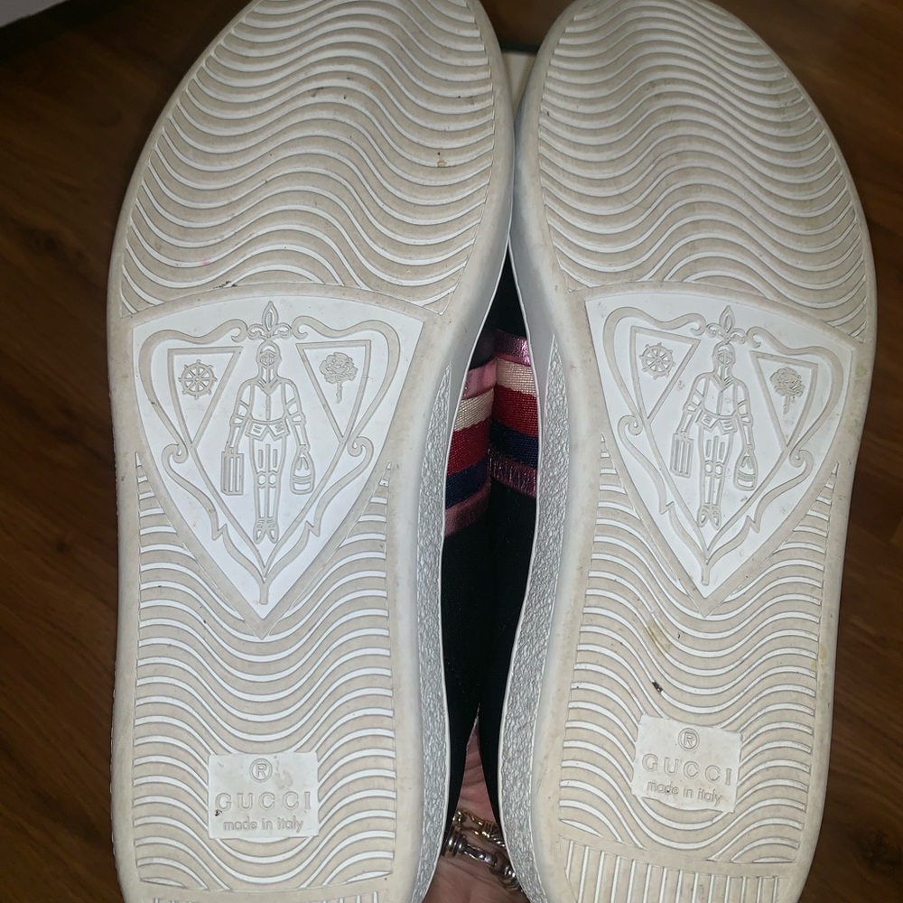 GUCCI ACE LACE & LEATHER HIGH TOP SNEAKERS - Picture 6 of 10